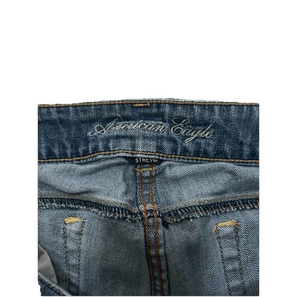 American Eagle Y2K Women’s Denim Blue Artist Flare Stretch Low Rise Jeans Sz 8 - Picture 3 of 7